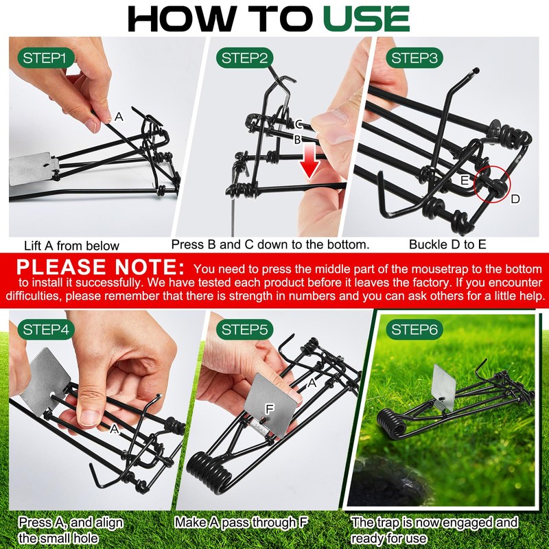 Qualirey 12 Pcs Outdoor Gopher Trap Easy Set Mole Trap
