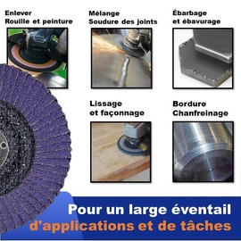 5PACK- 7" x 7/8" Zirconia/Ceramic Purple Flap Disc Sanding Disc Grinding Wheel for Angle Grinder Metal Grinding Woodworking, T27, 7 Inch (60#)