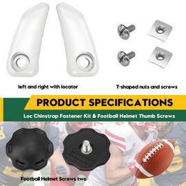 Honkador Loc Chinstrap Fastener Kit & Football Helmet Thumb Screws - Fits for Riddell Speed Flex Helmet Football Chin Strap, Stabilizes Football Chin Strap for Enhanced Head Safety, White