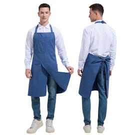 Kyuwdone Pottery Aprons with Pockets Overlapped Split-Leg Apron for potters, gardeners, artists, men and women, Blue, Small