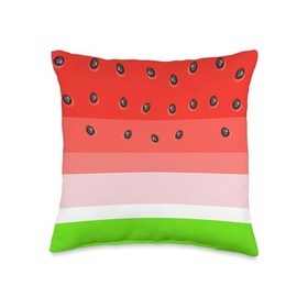Watermelon Fruit Black Seeds Pattern Throw Pillow