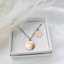 Personalisierte Gravur Kette als Geschenk für Frauen | zur Geburt | zur Hochzeit | für die Freundin | für Mama (50, Rosé)