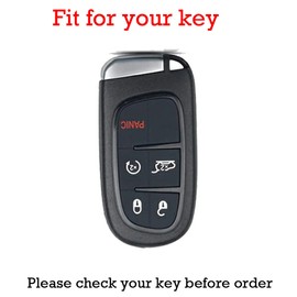 KUNIO Luminous Effect Car Key Fob Cover Case Fit for Jeep Cherokee Commander Compass Grand Cherokee fit for Fiat fit for Dodge Challenger Journey Zinc Alloy Carbon Fiber Pattern Key Holder A Silver