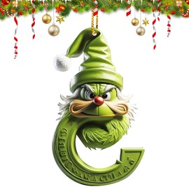 Letter Christmas Tree Hanging Ornaments, Christmas Letters Ornaments Christmas Elf Tree Topper Xmas Alphabet Letters for Christmas Tree (C)