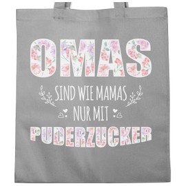 Shirtracer - Grandma gift - Grandmas are like Mamas only with icing sugar - fabric bag made of cotton jute bag long handle, 2 Light Grey, Einheitsgröße