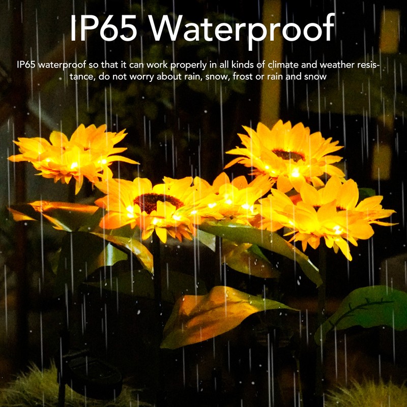 2Pcs Sunflower Solar Lights IP65 Waterproof Low Power Consumption LED