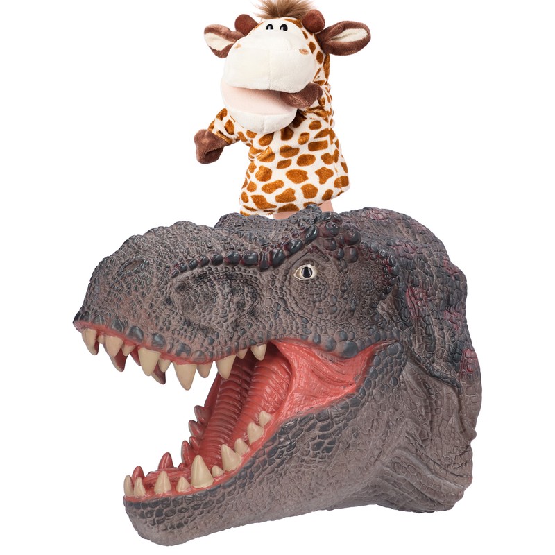 Dinosaur Puppet Rubber Portable Hand Drawn Comfortable Grip Tyrannosaurus Hand