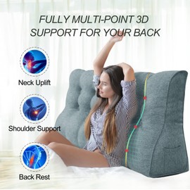 Rucener Daybed Pillows Reading Pillow Headboard Body Positionar Triangular Headboard Large Bolster Backrest Suitable for Sofa and Bed Gift for Mom Gray Queen