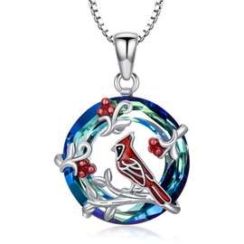 YYmqmq Cardinal Necklace for Women 925 Sterling Silver Crystal Cardinal Pendant Necklace Cardinal Jewelry Gift for Mom Cardinal Lover