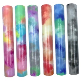 VILLFUL 6Pcs Heat Transfer Vinyl for DIY Crafts Durable Engraving Film Easy to Cut Apply Rainbow Colors for Clothing Custom Designs