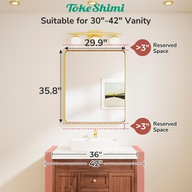 TokeShimi 30x36 Black Mirror for Bathroom,Modern Bathroom Vanity Mirror,Tempered Glass,Matte Black Aluminum Framed Mirror(Horizontal/Vertical)