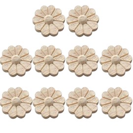 10-Packs Wood Carved Onlays Appliques Unpainted Wood Rosettes Fancy Carving Furniture Decals for Door Wall Fireplace Mirror Stairs Cabinet Dresser Cupboard Bed Wardrobe DIY Decor 6cm/2.36" (#4)
