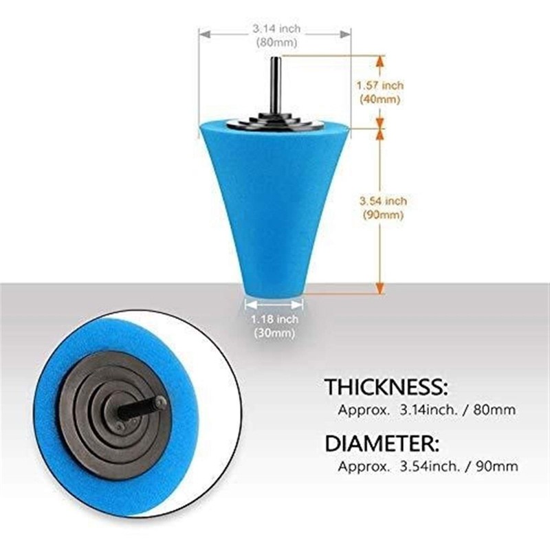 3Pcs Cone Sponge Pads + 2Pcs Ball Hub Polishing Wheel