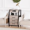 End Table with 3 Drawers, Night Stand with Charger Station