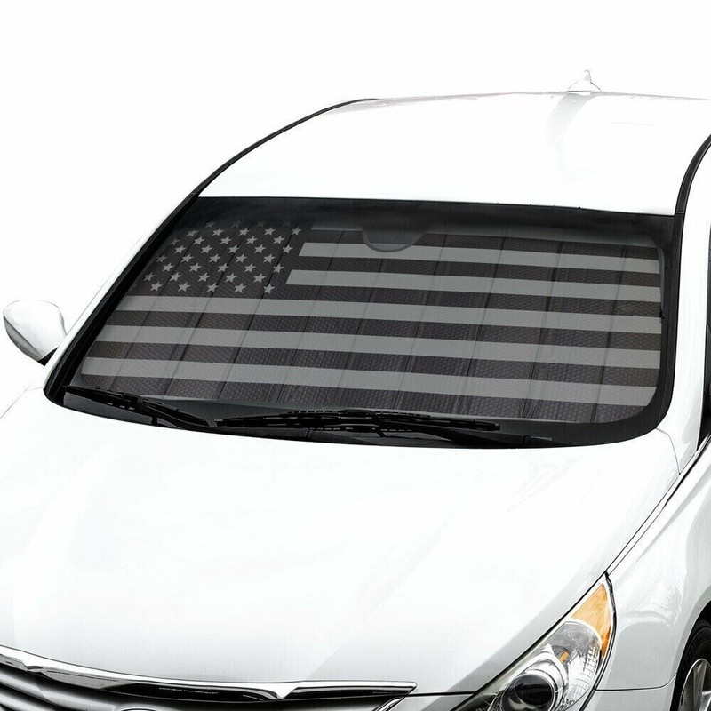 BDK Auto Sun Shade Black Flag Front Window Windshield Protector