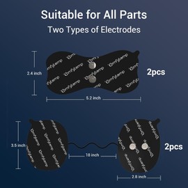 Comfytemp TENS Device Electrode Pads (Only for K6122/K6114), (2+2) Pack of 2 Wireless Pads (6 x 13/7 x 9 cm) Reusable, High-Quality Self-Adhesive Performance and Non-Irritating Electrotherapy Black