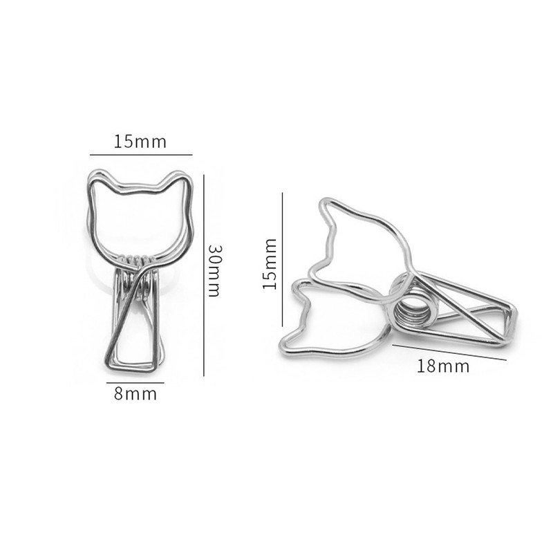 100pcs Cat Binder Clips Cute Cartoon Strong Clamping Force Metal