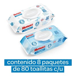 8 Paquetes Toallitas Humedas Huggies Cuidado Puro Caja 640pz