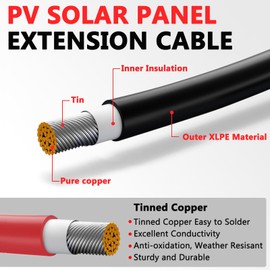 Vansdon 2x40 Feet Solar Panel Extension Cable, 10AWG Solar Cable, Solar Panel Cable with Female and Male Waterproof Connectors for RV, Photovoltaic Systems (40FT Red + 40FT Black)