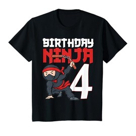 Kids 4th Birthday Ninja I'm 4 Years Old Bday Party Best Boy T-Shirt