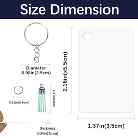 LIZOIDZSM 240 Pcs metal Sublimation Keychain Blanks Bulk,rectangle Sublimation Ornament Blanks key chain,Double Sided Sublimation Blanks Keychain Heat Transfer Keychain Blanks with Tassels
