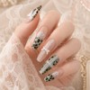 Mint Choco Gyaru Leopard Handmade Nail Tips - Oval L