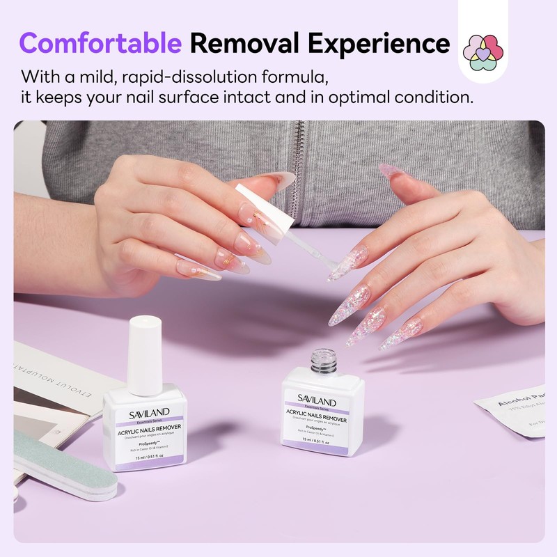 SAVILAND Acrylic Nail Remover Kit: 30 ml Acrylic Remover for