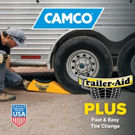 Camco Trailer Aid Plus - 5 1/2" Lift Tandem Tire Trailer Ramp - Quickly Change RV & Trailer Tires Without Unloading Cargo - Trailer & RV Accessories for Easier Hauling (21002)