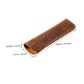 Gadpiparty Retro Carved Pencil Case Handmade Leather Pen Sleeve Small Fountain Pen Holder Organizer