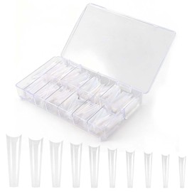 Nivofu 480 Piezas Uñas Postizas Largas y Transparentes, No C Curve Square Flat Nail Tips, Recto, Cónico, Uñas Postizas Francesas de Cobertura Completa para Salón de Uñas y Arte de Uñas DIY