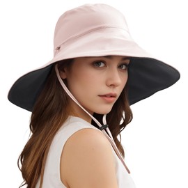Sukeen Wide Brim Sun Hats for Women Men, Double Sided Wearing Fishing Hats UPF50+ Cooling Bucket Hat for Beach Hiking Outdoor Pink