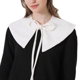 NiceYnn Wool Shawl False Collar Neck Warmer, PU Detachable Mini Cape Dickey Fake Collar for Sweaters Collarless Clothes White Woolen Pointed Collar