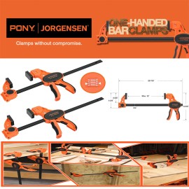 Jorgensen Bar Clamps For Woodworking, 12" 2-Pack One-Handed Clamps/Spreade