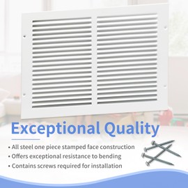 Howeall 14"W x 10"H [Duct Opening Size] Steel Return Air Grille, Air Return Vent Cover for Ceiling and Sidewall - HVAC Air Vent Covers - [Outer Dimensions: 15.75"W x 11.75"H]