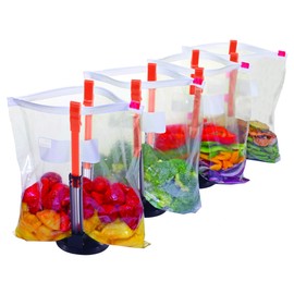 Jokari Suction Cup Fortified Baggy Rack 4 Pack For More Stability When Filling Plastic Freezer Storage Zip Lock Bags. Sturdy Clips Hold Containers Open to Pour Leftovers and Meal Prep Ingredients.