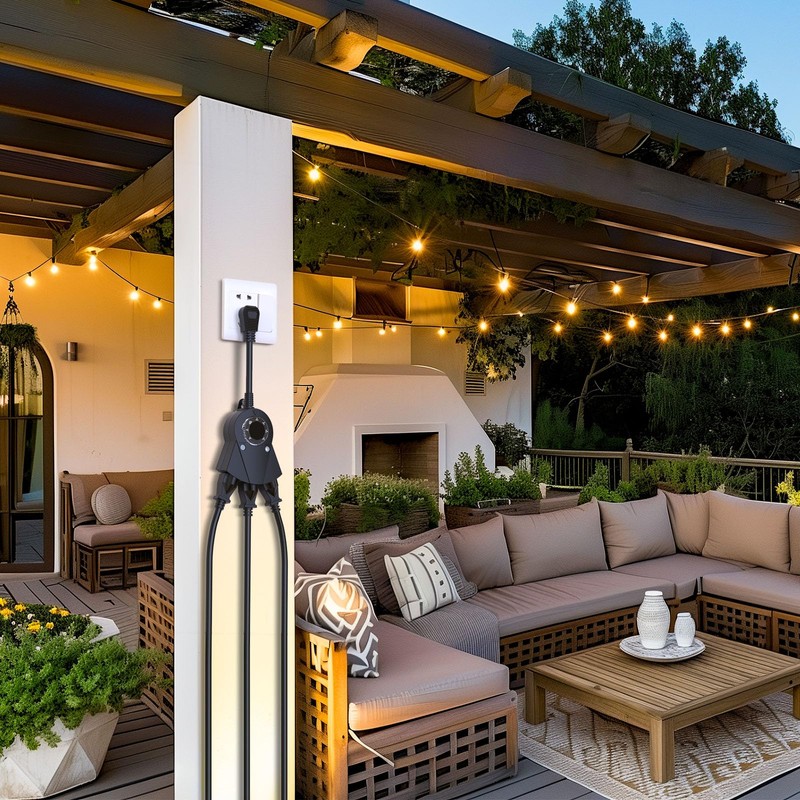 Outdoor Light Timer Waterproof, 24 Hours Plug in Timer with