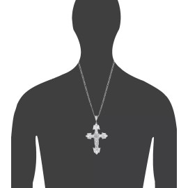 eJewelryPlus Large Heavy Sterling Silver Cross with Jesus Pendant Necklace 16 Gram 2.9 Inches - With 24 Inch Figaro Chain