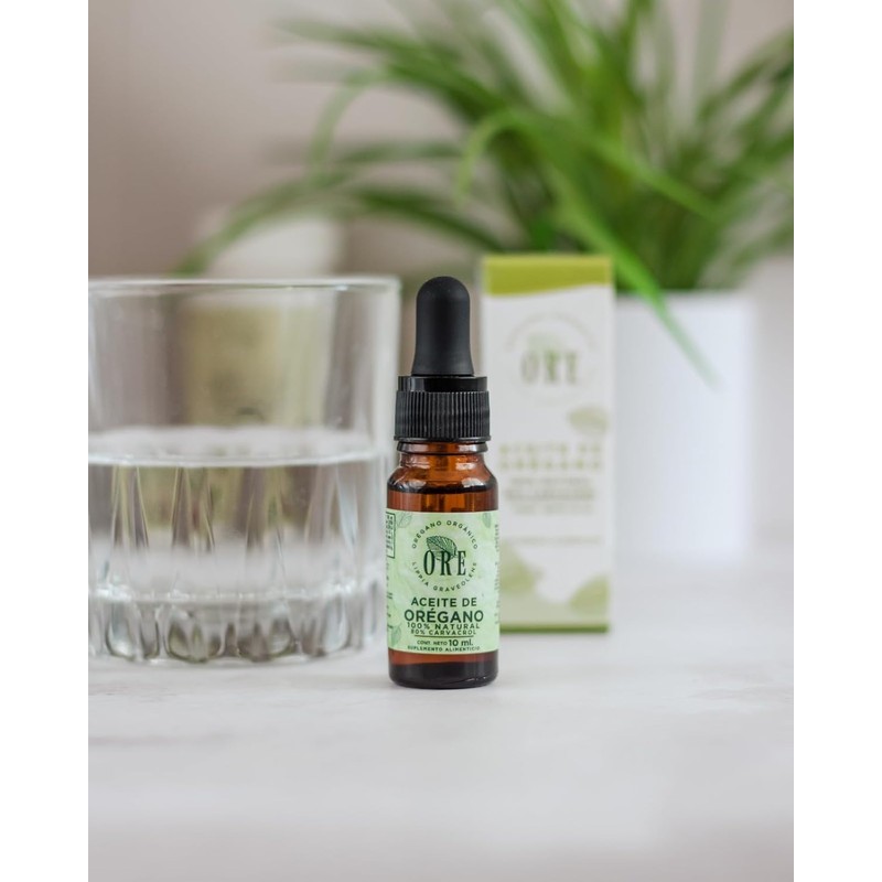 ORE Aceite de Orégano Orgánico, 80% Carvacrol, 100% Natural, Gotas,