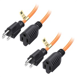 [UL Listed] Cable Matters 2-Pack 16 AWG Indoor/Outdoor Heavy Duty 13A Power Extension Cord 10 ft in Orange, (Power Cord Extension / 3 Prong Extension Cords, NEMA 5-15P to NEMA 5-15R)
