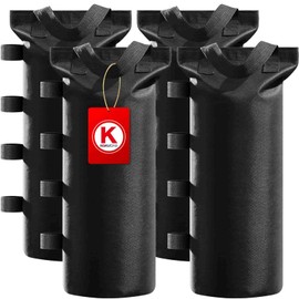 KaKuEike Upgraded Canopy Weights Set of 4 with Two Hand Straps, Tent Weights Sand Bags for Canopy Legs, Heavy Duty Sand Bags for Weight, Double Straps Ez Lift Up, Commercial Sun Shelter, Patio, Black