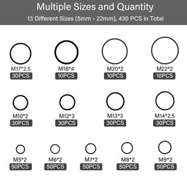 Sealing Rings Set, OTTYMO 430 Sealing Rings with Tweezers O Rings Assortment NBR Rubber Seals Rings Heat Resistant Sealing Rings Round O Sealing Rings for Automotive Machines Electrical Devices