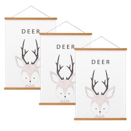 FALAMON 3 Pack Magnetic Poster Hanger Frame, 12x16 12x18 12x24 Teak Wood Magnet Poster Frame for Posters, Prints, Photos, Pictures, Maps, Scrolls, and Canvas Artwork