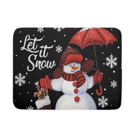 Black Snowman Dish Drying Mats for Kitchen Counter, Winter Snowflake Dish Mat Absorbent Reversible Microfiber Dish Drying Pad Christmas Kitchen Drying Mat Dish Drainer Rack Mats for Bar 18”x24”