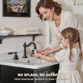 Hurran 8 Inch Widespread Bathroom Sink Faucet Matte Black, 3 Hole 2 Cross Handles Classic Vintage Antique Faucet with Metal Pop Up Drain and Supply Hoses for Vanity, RV, Farmhouse