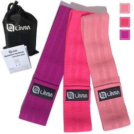 Limm Booty - Bandas de cadera resistentes – Trabillas de fitness para activar piernas, muslos, botes, glúteos y núcleo – Tela de algodón elástico antideslizante premium con libro de entrenamiento y bolsa de transporte