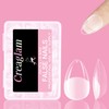 Creaglam Short Almond Fake Nails: 240PCS Pre Etched Clear Fake Nails Tips 12 Sizes - Half Matte Full Cover Clear Gelly Press on Flase Nail Tips for Extension Nail Manicure Home DIY
