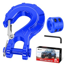 Nilight Forged Steel Winch Hook 3/8" Grade 70 Safety Latch Winch Cable Hook Stopper & Clevis Slip Hook Sets, Included Allen Wrench,Max 35,000 lbs, Blue