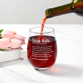 DAZLUTE Work Bestie Gifts for Coworker Women, Work Bestie Definition Wine Glass, Coworker Office Gifts Birthday Gifts Christmas Gifts for Women Work Bestie Friend Coworker Leaving Farewell Party, 17oz