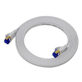 QualGear RJ45 Cat 7 Ethernet Patch Cable, 10Gpbs High-Speed Cable, 600MHz, Triple-Shielded, Flat, 10 Feet, White