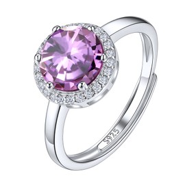 Suplight Silver Rings Crytal June Birthstone Ring Stackable Engagement Rings for Women